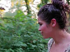 Brunette Milf Flashes In Thong Bodysuit On Fitness Trail