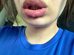 Latina Spits on Tongue in Fetish Play.