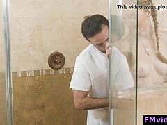 Sexy babe gets fucked in the shower