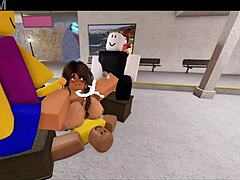 In Roblox, a Bitch Gets Fucked by Three Noobs in Gangbang