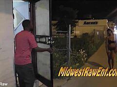 Bend over for big black cock, strawberry moans in hood threesome.