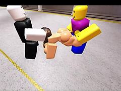 In Roblox, a Bitch Gets Fucked by Three Noobs in Gangbang