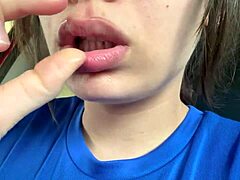 Latina Spits on Tongue in Fetish Play.