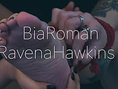 It's cute watching the submissive girl lick and suck feet and toes in bondage