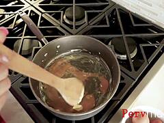 getting head from big tits stepmom while making eggs