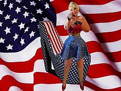 グラニー・アメリカが7月4日のスティックとリックでオーガズム楽しむ