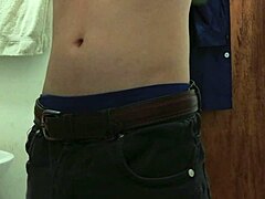 Strip Half-Naked To Masturbate In Work's Bathroom Cumshot