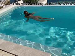 gorgeous monika fox swims naked in the pool. want to see her horny body with fake tits and tattoos?