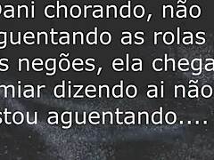 Black men make European woman cry during intense anal sex