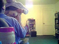 loris shows tits in living room