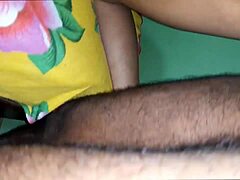 The brunette slut gets fucked by a huge dick