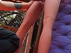 slim girl uses sex toy