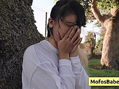 asian teen tomie tang reveals big tits to friend outdoors