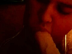 My first blowjob on a dildo was amazing