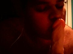 My first blowjob on a dildo was amazing