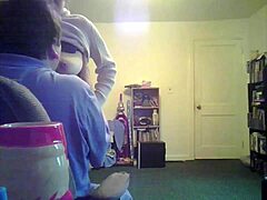 loris shows tits in living room