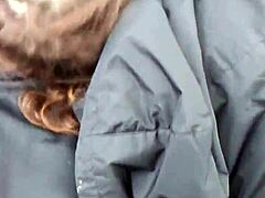 amber gives slutty blowjob in truck, swallows cum