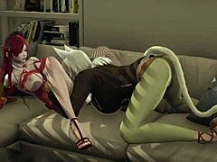 is hilda licking ghislaine's big tits in this futa scene?