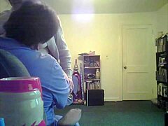 loris shows tits in living room