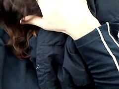 amber gives slutty blowjob in truck, swallows cum