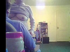 loris shows tits in living room