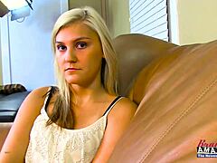 horny blonde coeds bailey and olyssia suck and share a fat cock before getting pounded