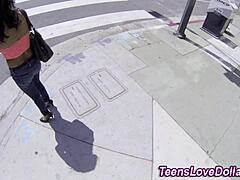 amateur teen gets blowjob and cumshot outdoors in public
