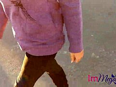 Public ripping wedgies with immeganlive, outdoor humiliation in jeans and panties