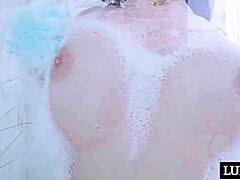 soapy babe oils her tight pussy for big cock 😈