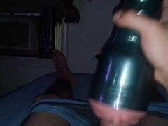 OB1 experiences his first stroke with a fleshlight.