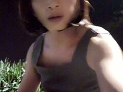 shemale ting xuan peeing and masturbating outdoors 😜