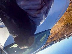 Quick fuck before class with ebony teen in car bent over outdoor