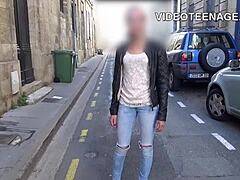 Skinny Brunette Teen 18+ Masturbates with Dildo During First Porn Casting Interview