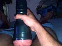 OB1 experiences his first stroke with a fleshlight.