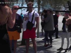 curvy petite euro babe walks the streets