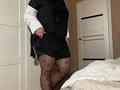 Stepmom In Hijab Shows Pantyhose To Stepson