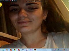sexy young brunette shows big tits on webcam
