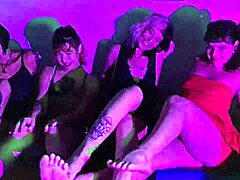 Four Little Sluts Worship Feet At Party