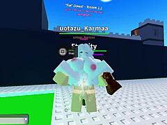 Going all out in Roblox game.