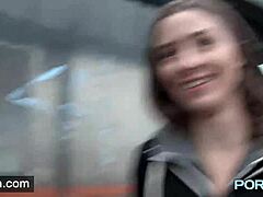 horny skinny leyla flashes her shaved pussy in public lingerie