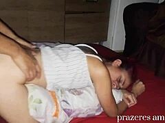 Brazilian slut squirts after hard anal fuck