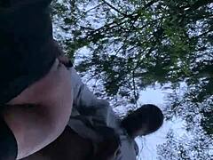 i love watching this sexy bbw get backshots at sunset in the forest