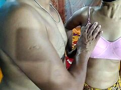 Indian village bhabhi fucks husband at home with rough blowjob and fingering