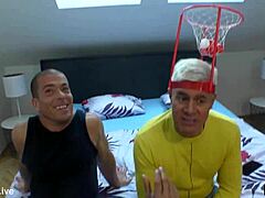 Football Fans Enjoy Threesome With Stepson Massive Cock Doggystyle 😍