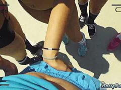 Wow, public outdoor sex with teen 18+ group at americas cup party!
