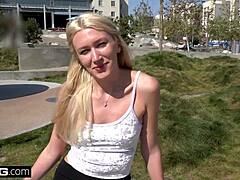 Russian MILF Angelina Bonnet FLASHES TITS in PUBLIC!