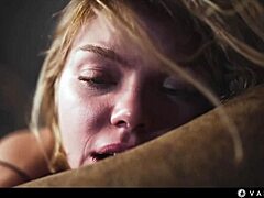 Ashby, cute blonde, mesmerized into lesbian sex slave by brunette vampire, licking and cunilingus.