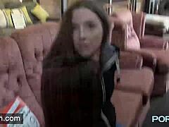 horny skinny leyla flashes her shaved pussy in public lingerie