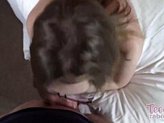 Hot stepdaughter persuades daddy to fill cute pussy with cum