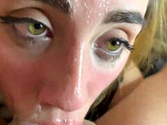 close up messy sloppy facefuck and deepthroat 😈